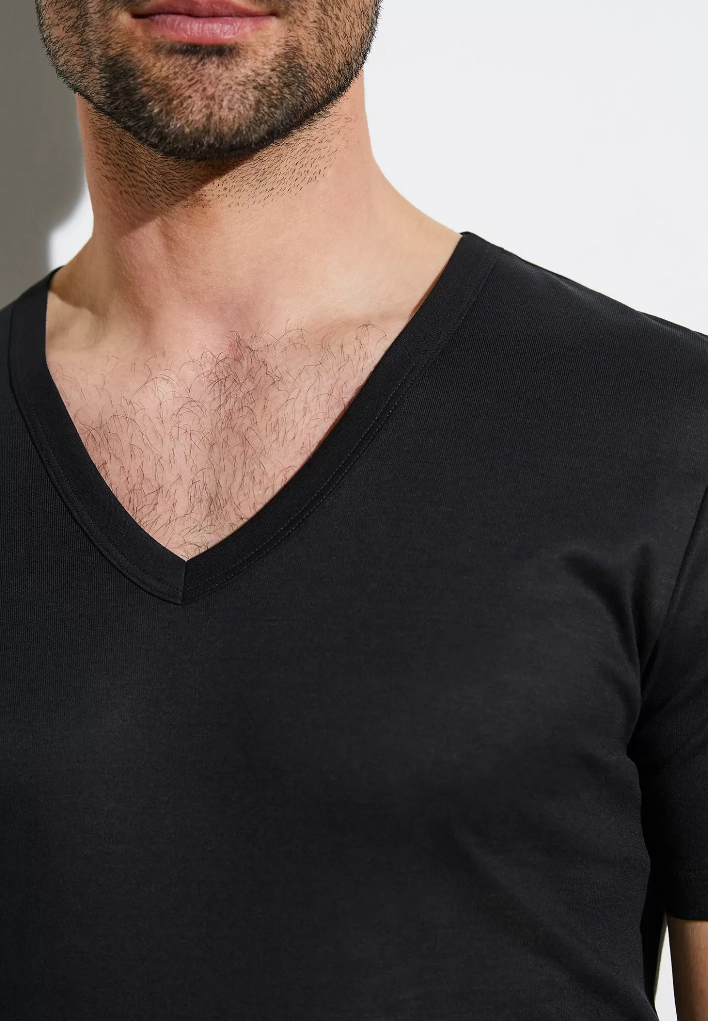 Business ClassT-Shirt à manches courtes col en V - black-Zimmerli Cheap