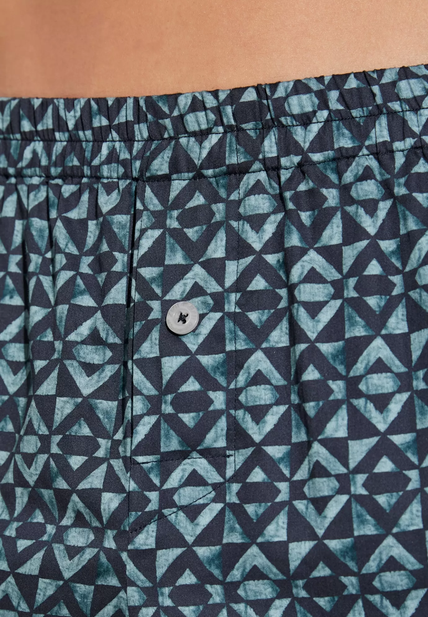 Cotton Sateen PrintBoxer Shorts - geo blues-Zimmerli Fashion