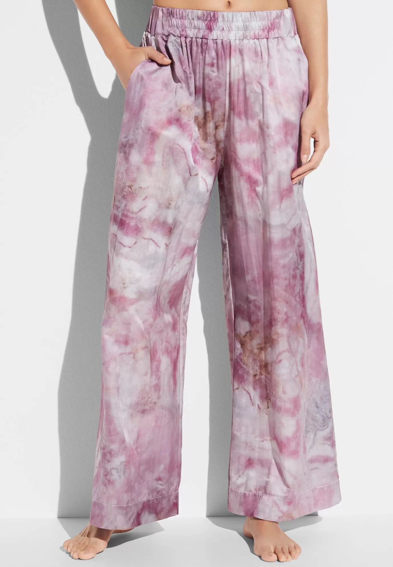 Cotton/Silk PrintPantalon - shades of marble-Zimmerli Sale