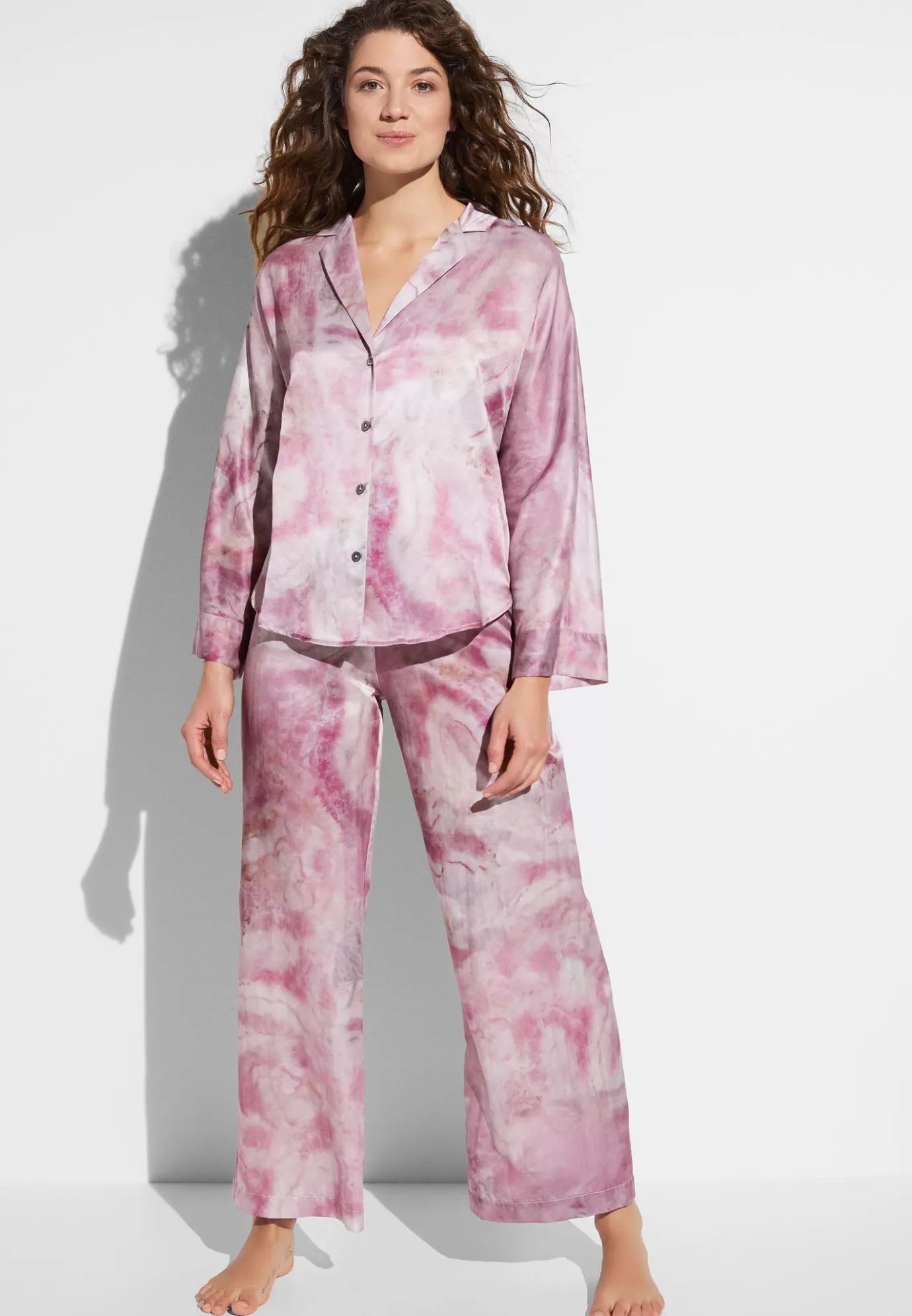 Cotton/Silk PrintPyjama longues - shades of marble-Zimmerli Fashion