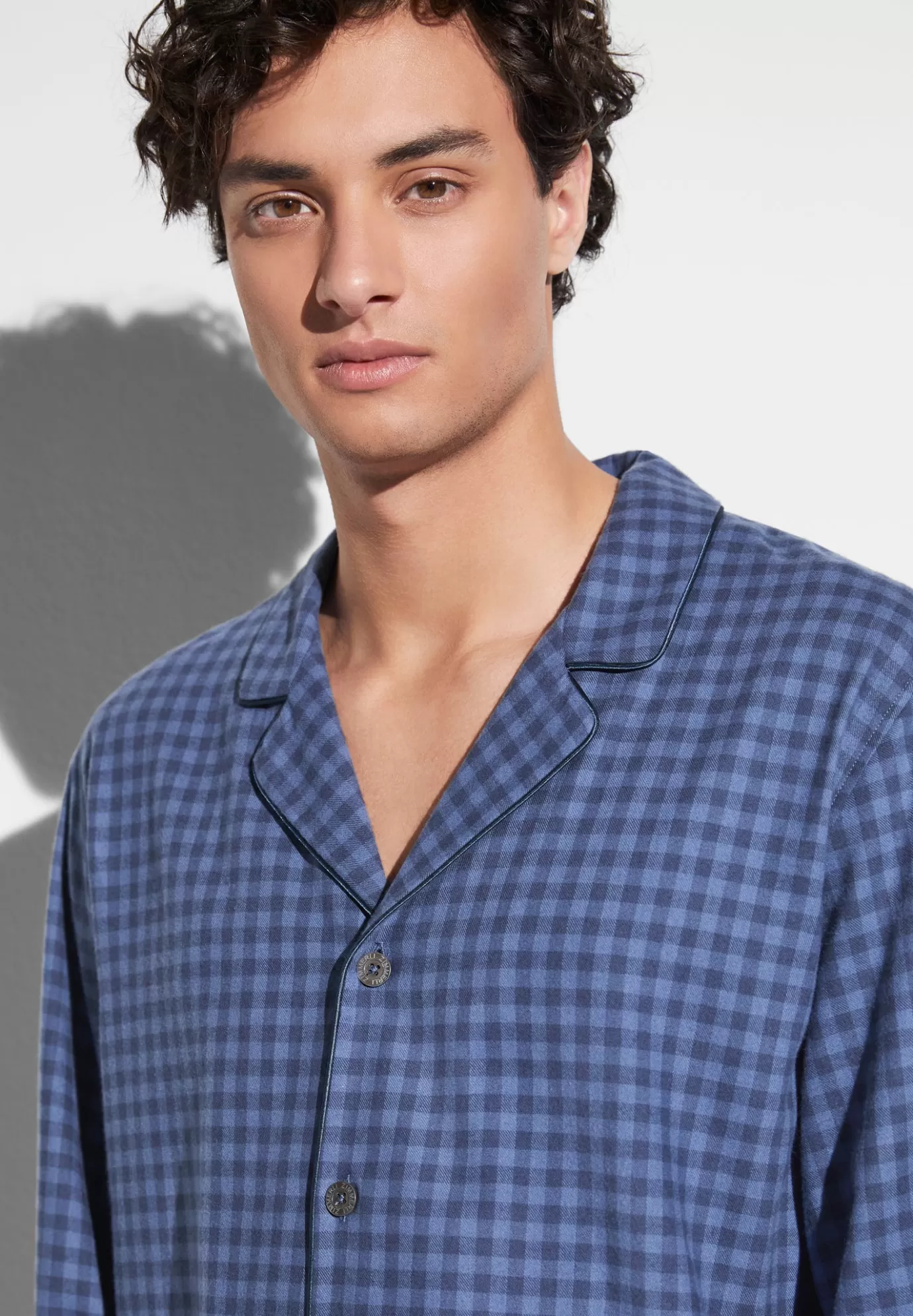 Cozy FlannelPyjama longues - blue check-Zimmerli Cheap