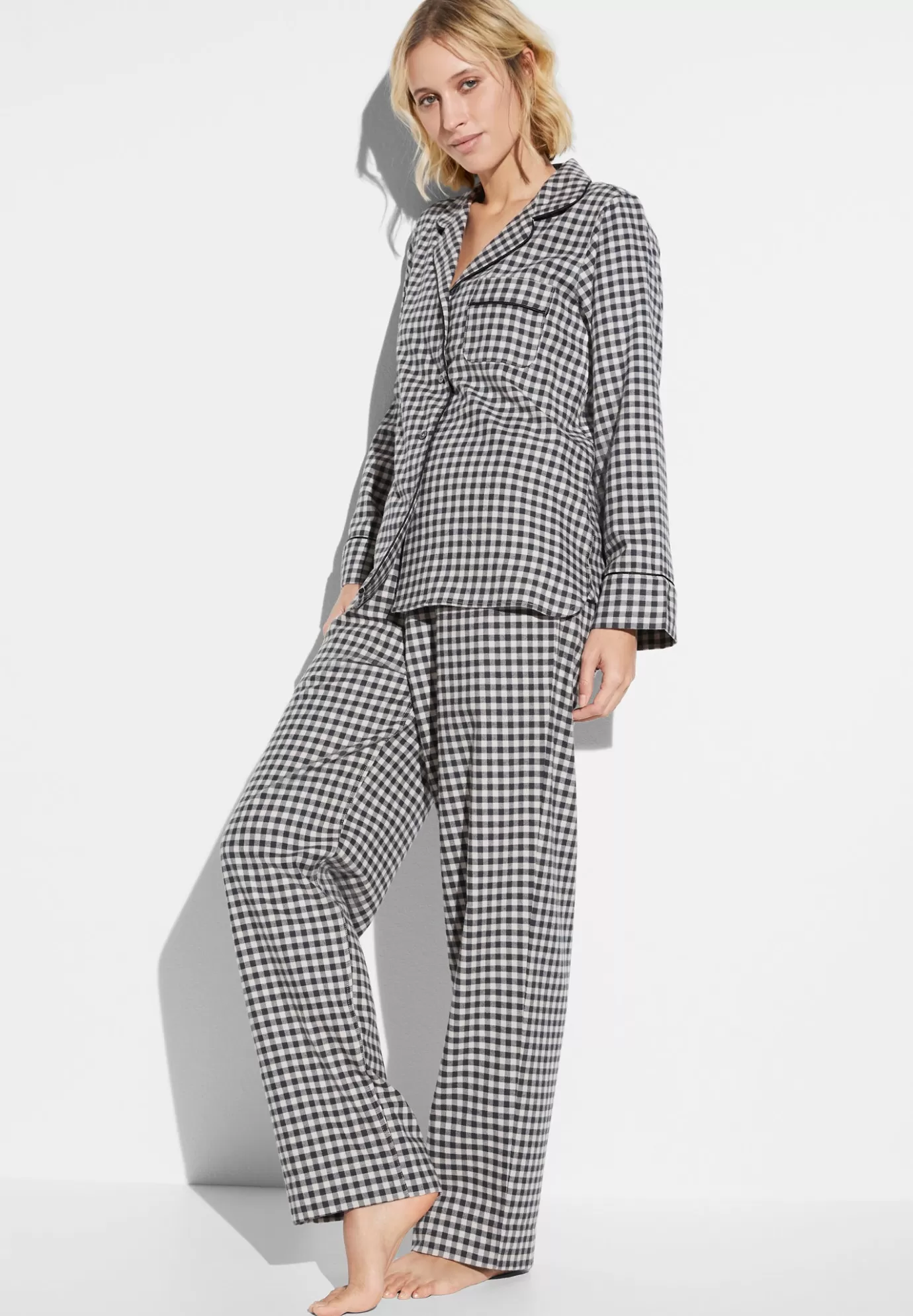 Cozy FlannelPyjama longues - oat check-Zimmerli Hot