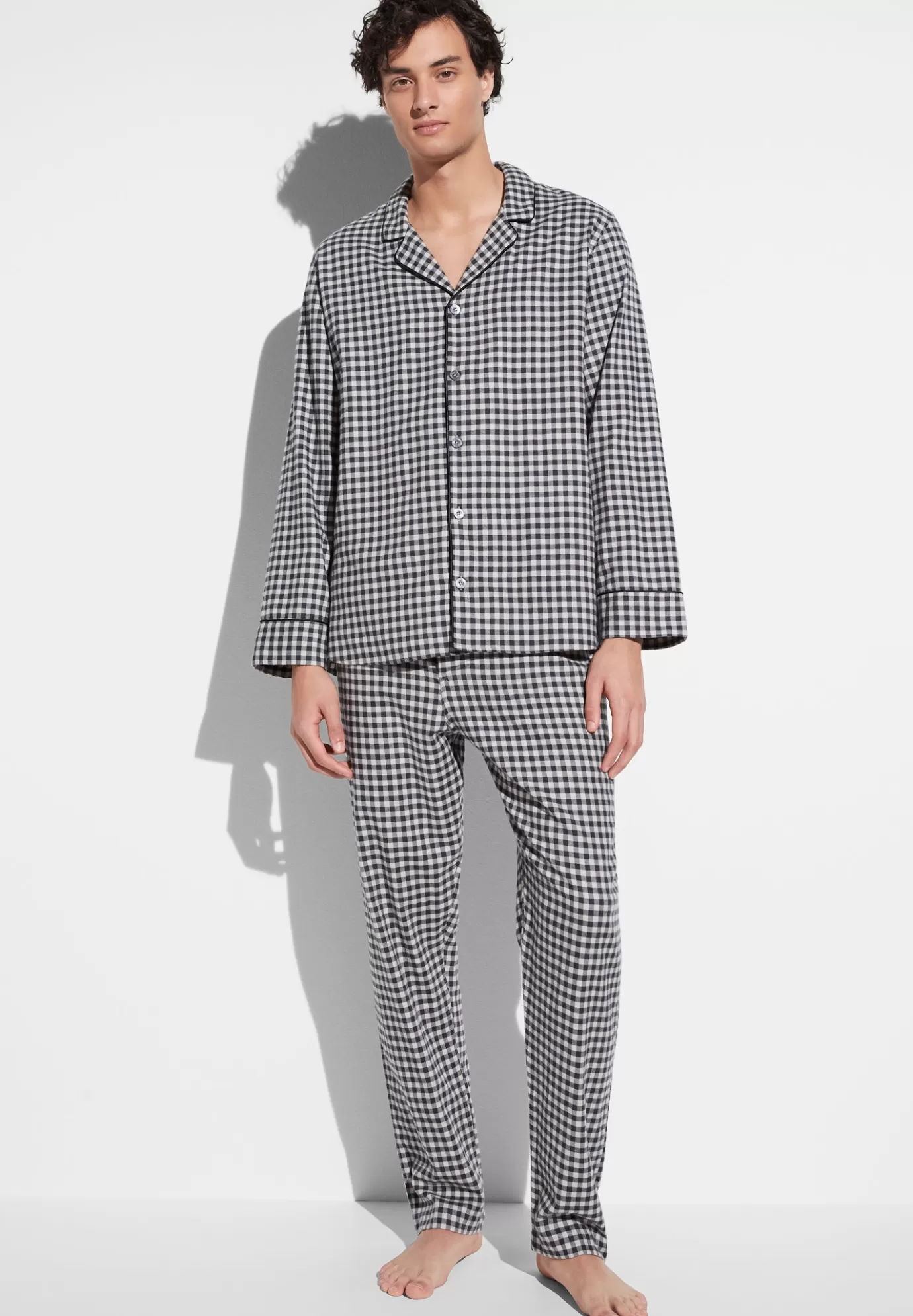 Cozy FlannelPyjama longues - oat check-Zimmerli New