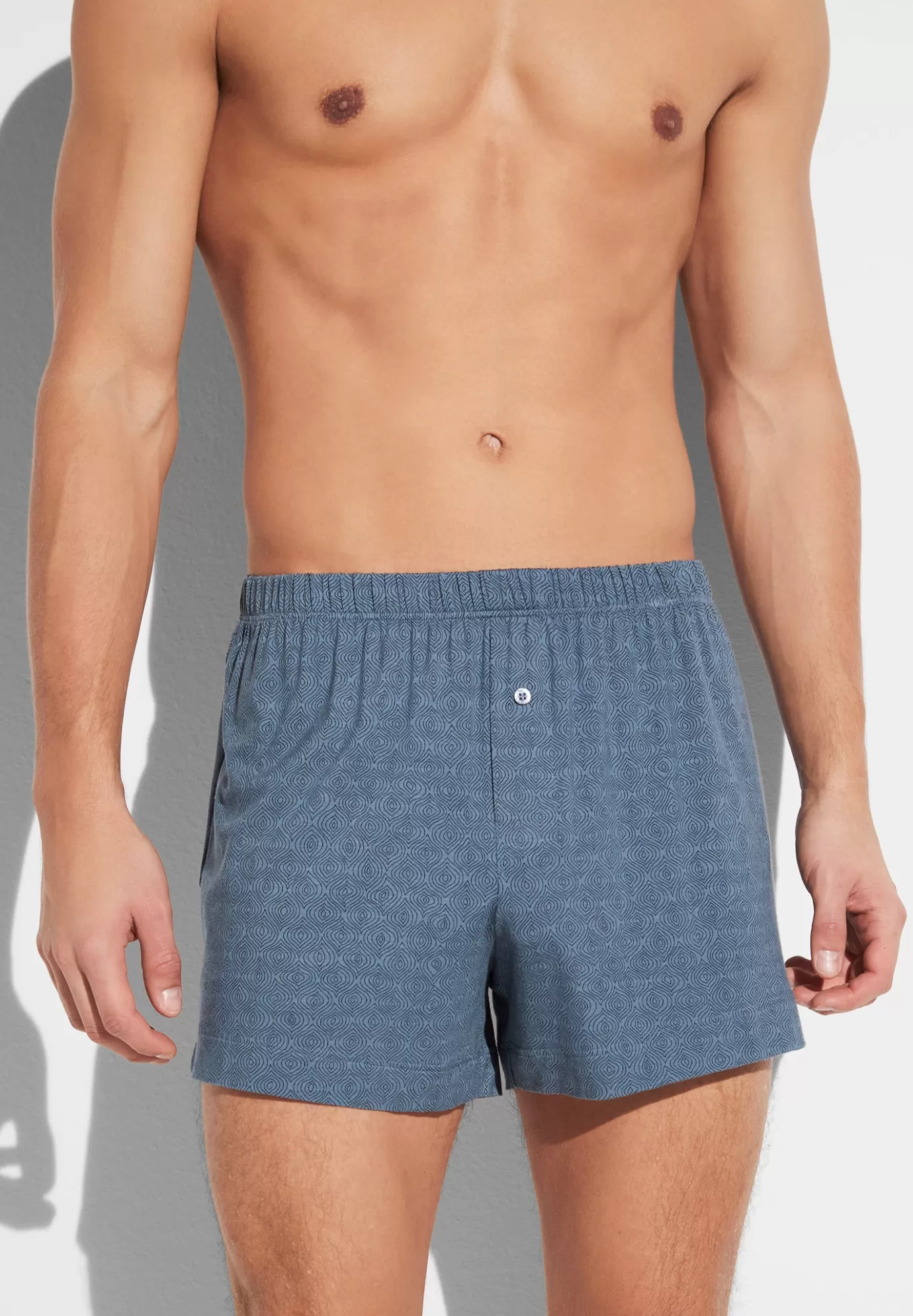 Pureness PrintBoxer - linear geo blue-Zimmerli Best Sale