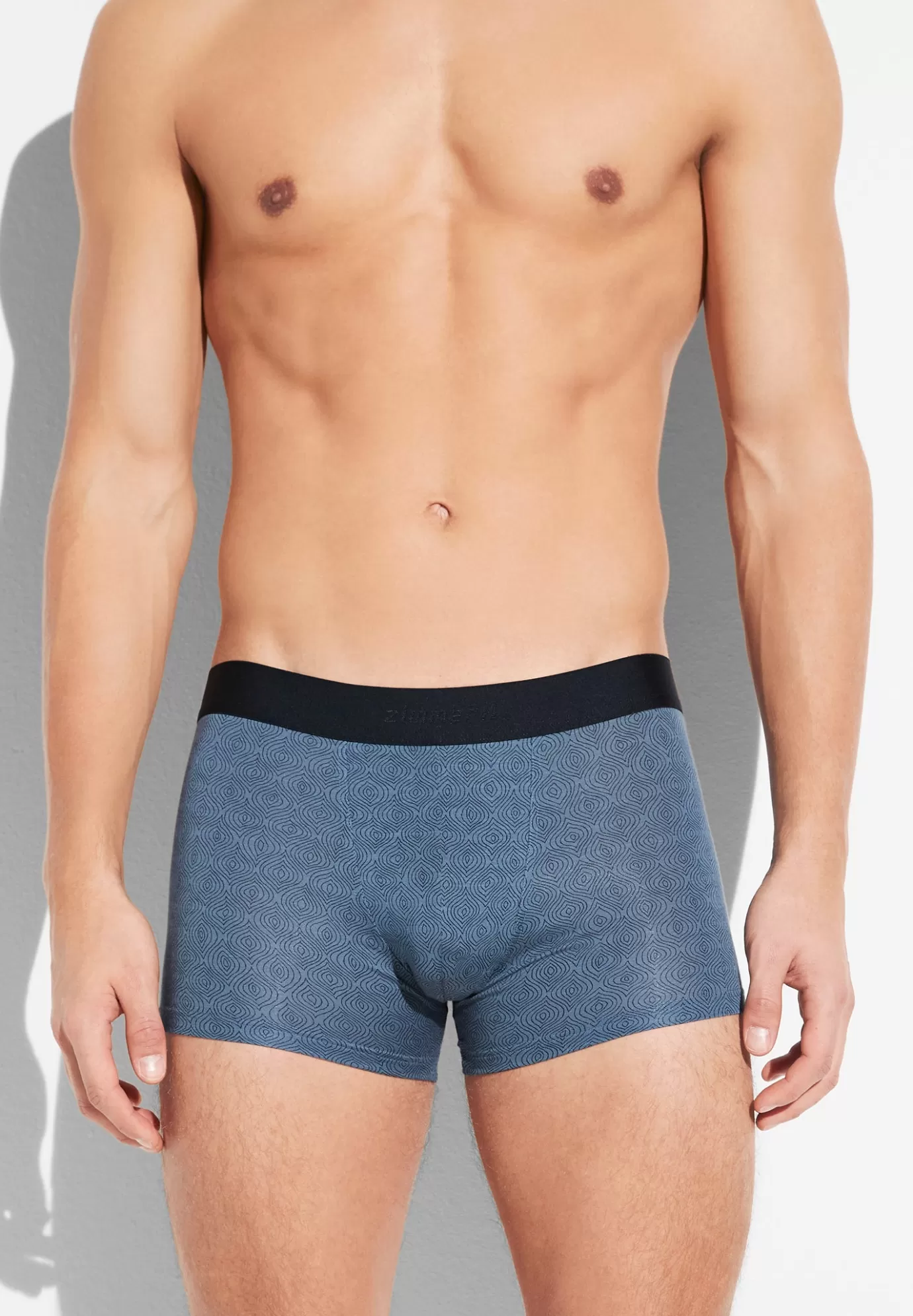 Pureness PrintBoxer Trunk - linear geo blue-Zimmerli Cheap