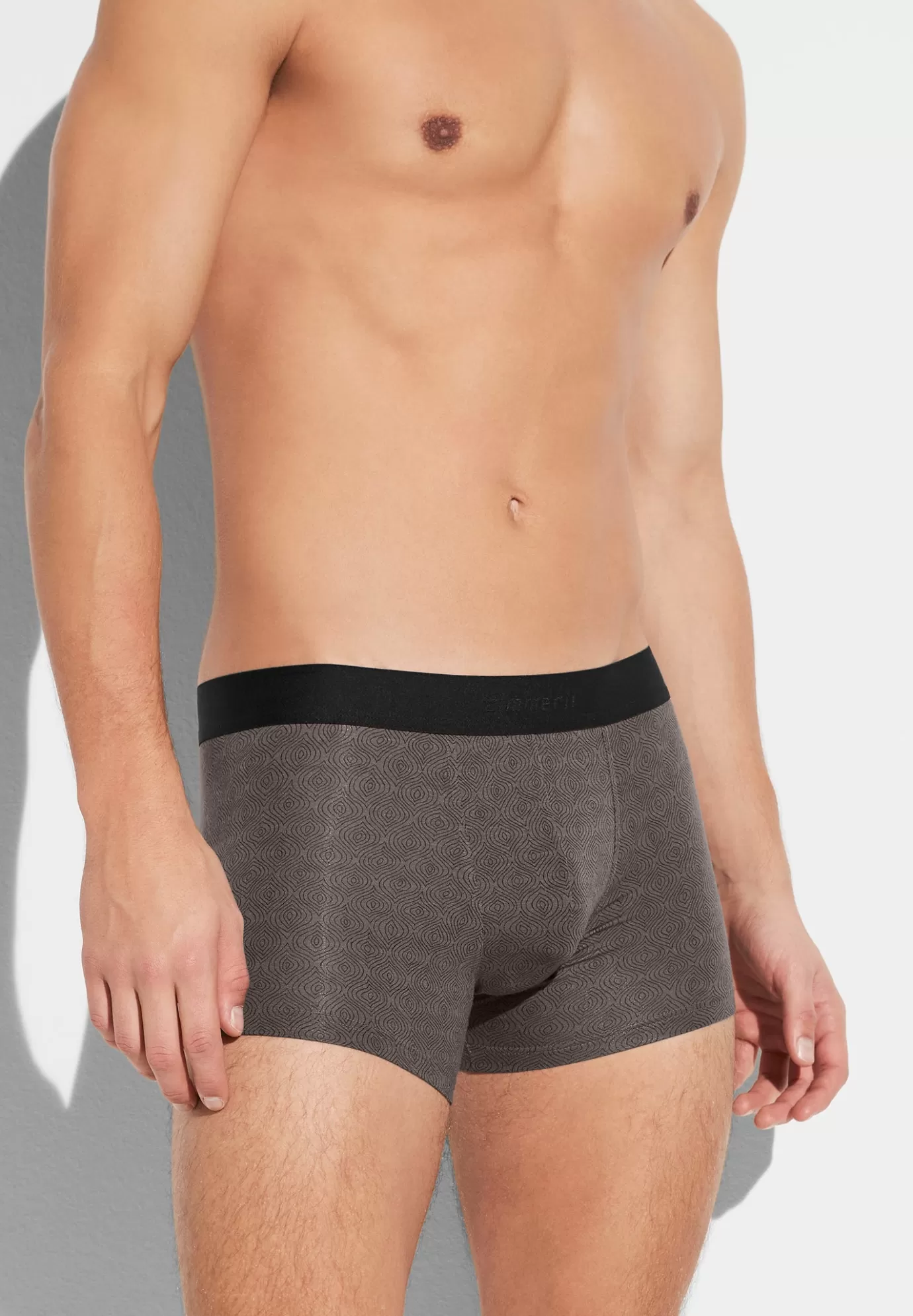 Pureness PrintBoxer Trunk - linear geo brown-Zimmerli Store