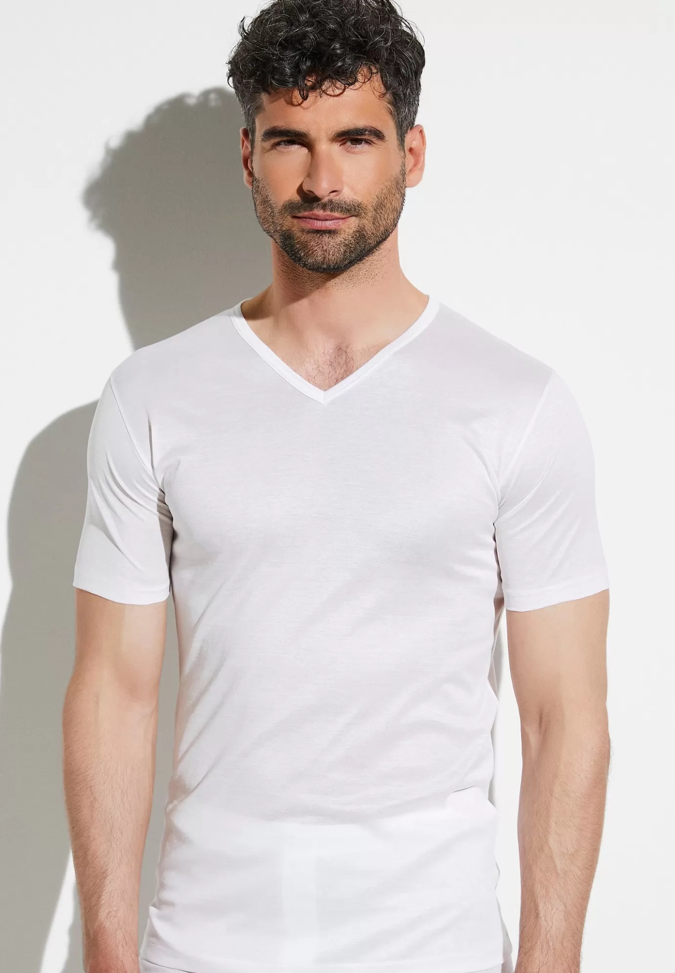 Royal ClassicT-Shirt à manches courtes col en V - blancSuper fins-Zimmerli Hot