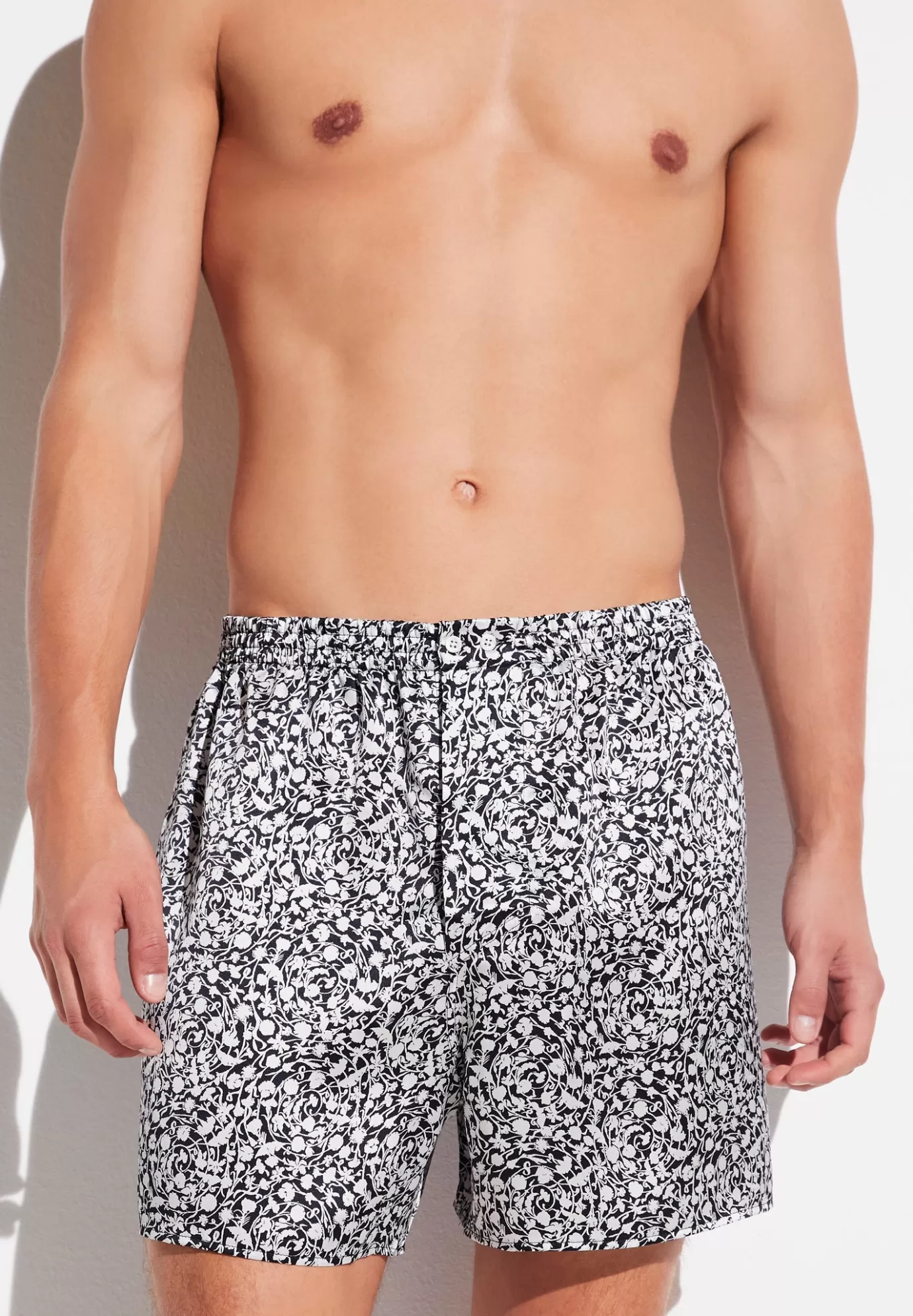 Silk NightwearBoxer Shorts - black-white-Zimmerli Outlet