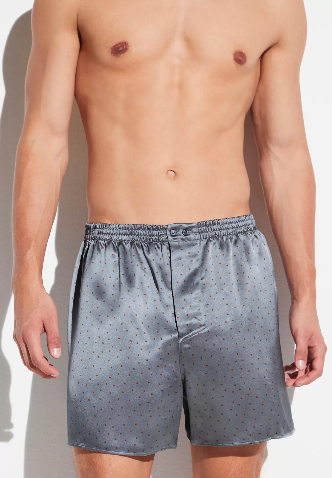 Silk NightwearBoxer Shorts - brown dots-Zimmerli Fashion