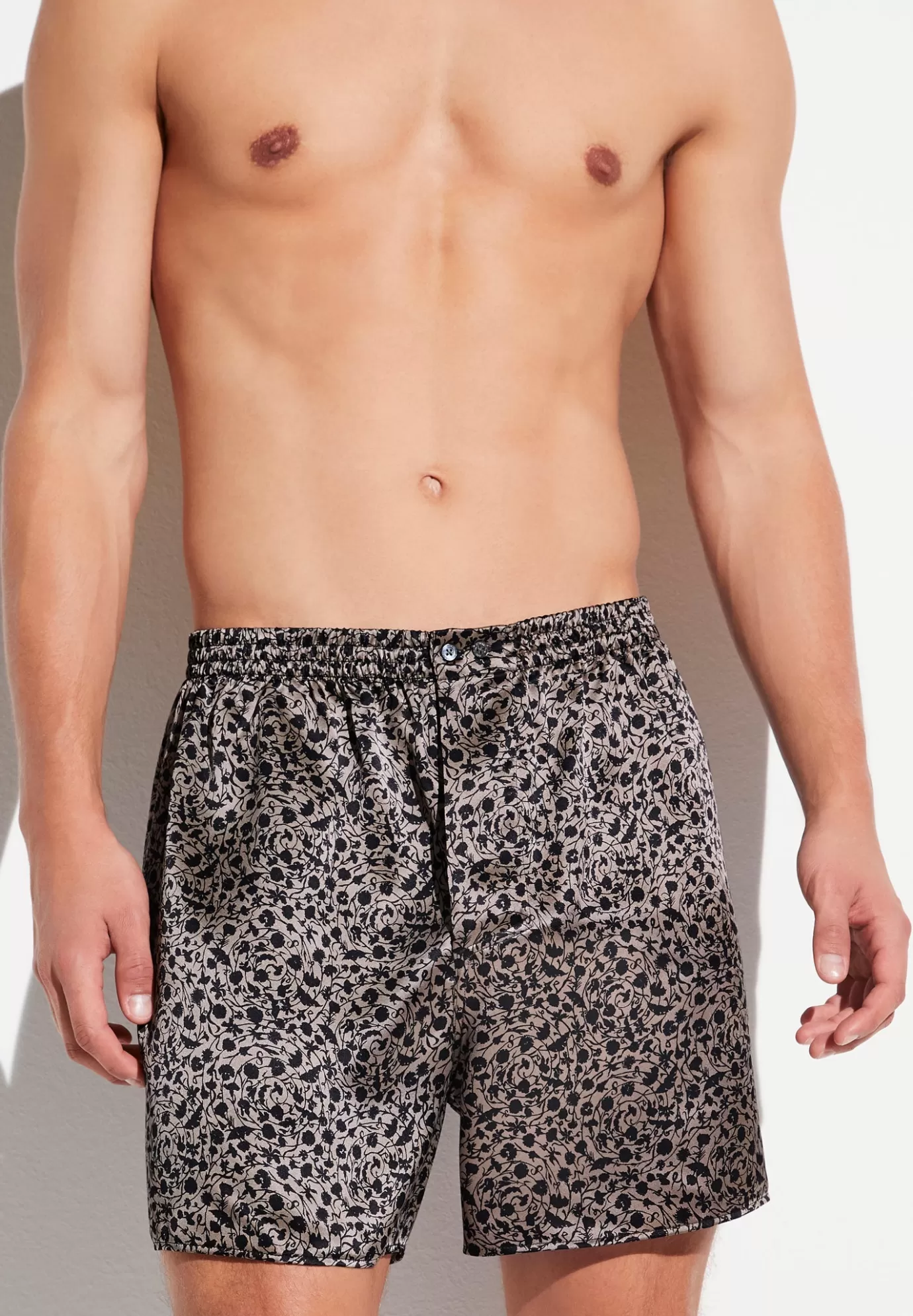 Silk NightwearBoxer Shorts - brown-black-Zimmerli Cheap