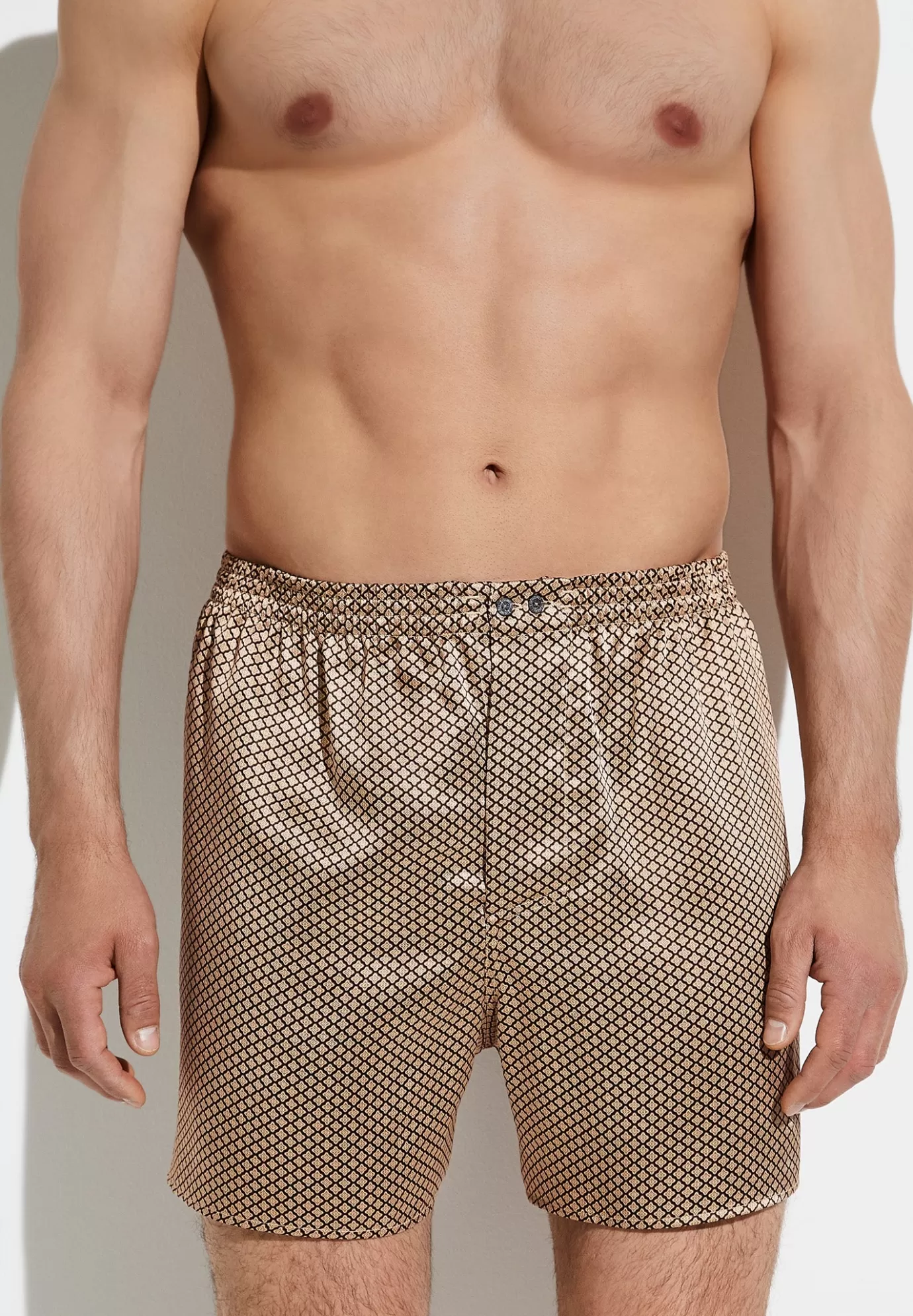 Silk NightwearBoxer Shorts - fantasy gold-Zimmerli New