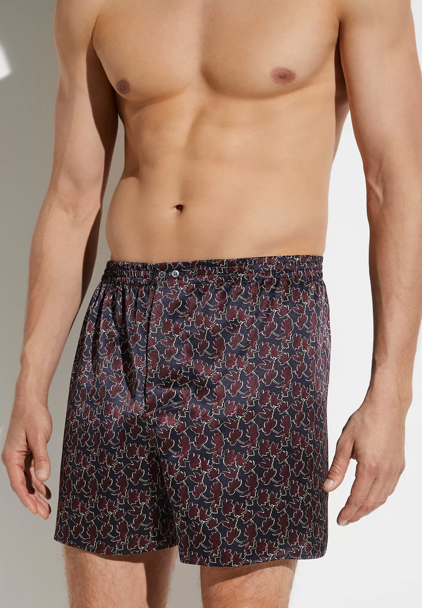 Silk NightwearBoxer Shorts - leaves-Zimmerli Shop