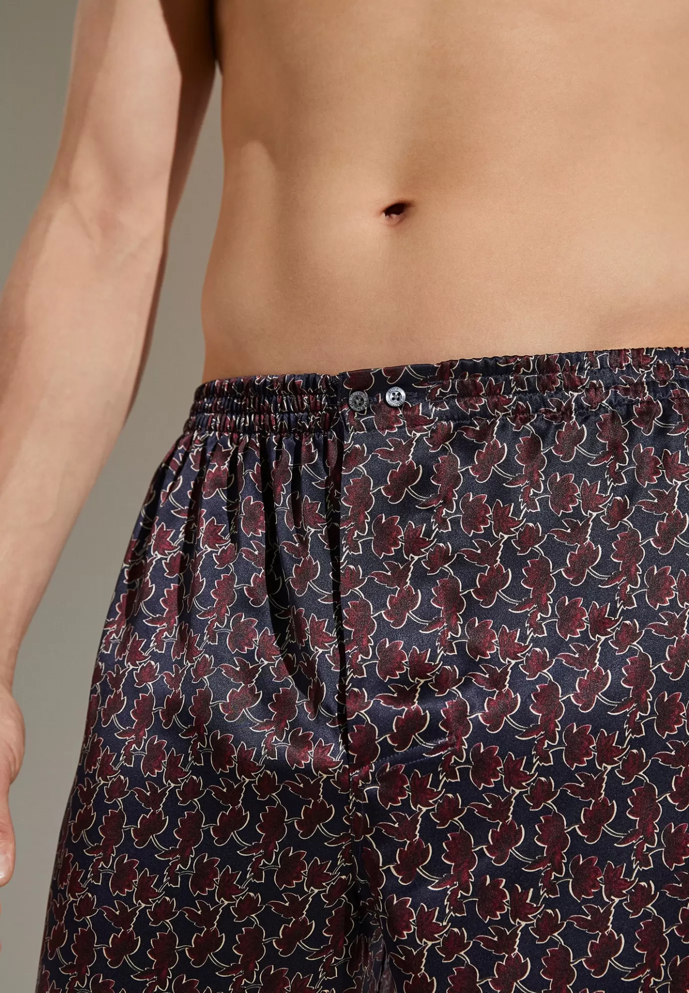 Silk NightwearBoxer Shorts - leaves-Zimmerli Shop