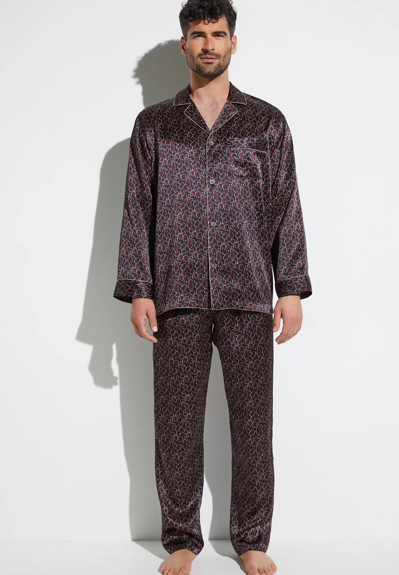 Silk NightwearPyjama longues - leaves-Zimmerli Flash Sale