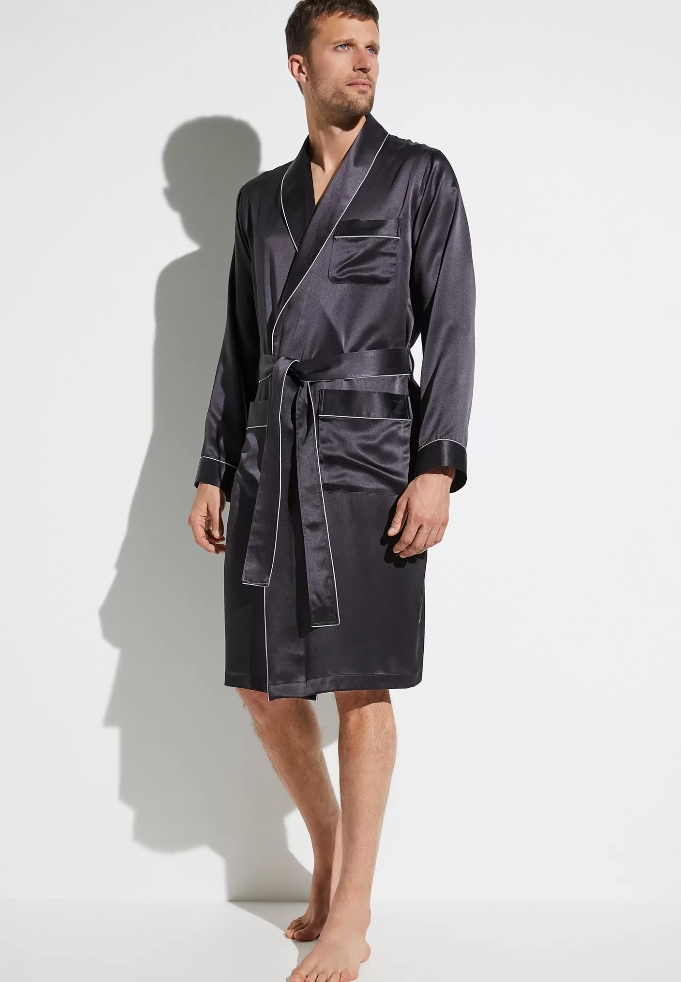 Silk NightwearRobe de chambre longue - anthrazit-Zimmerli Flash Sale