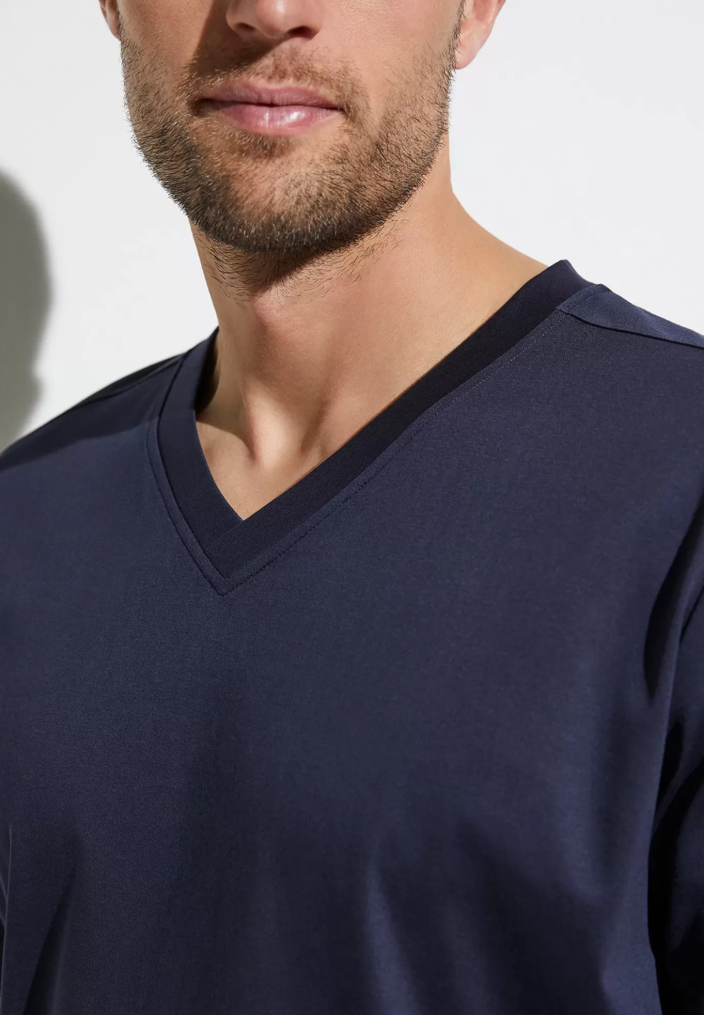 Supreme Green CottonT-Shirt à manches courtes col en V - navy-Zimmerli Online