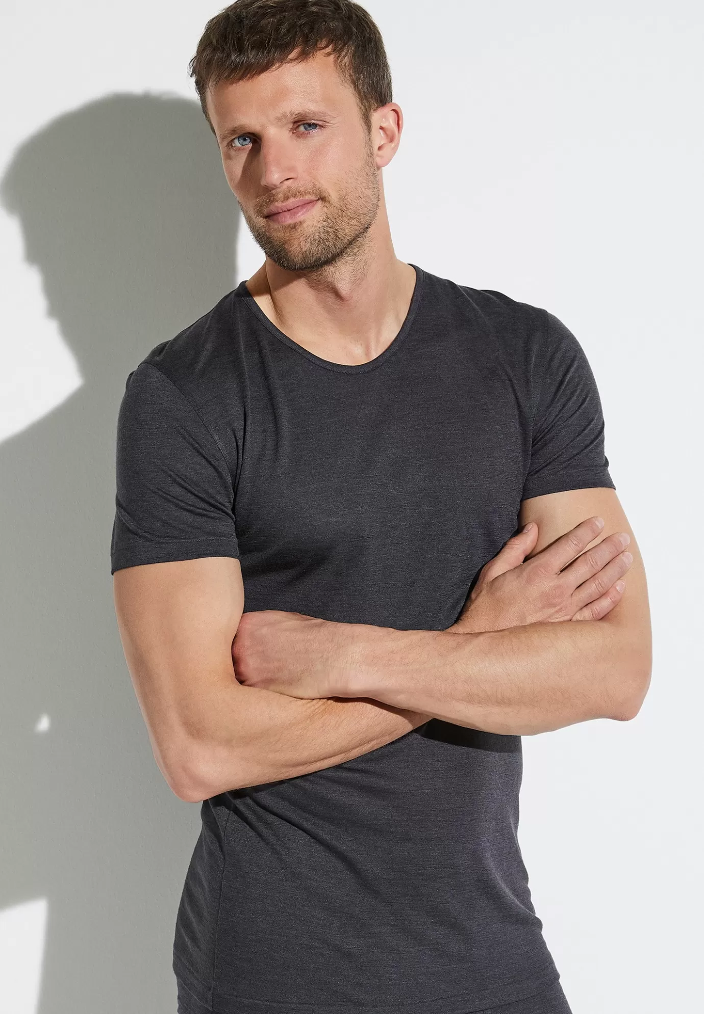 Wool & SilkT-Shirt à manches courtes - charcoal-Zimmerli Discount