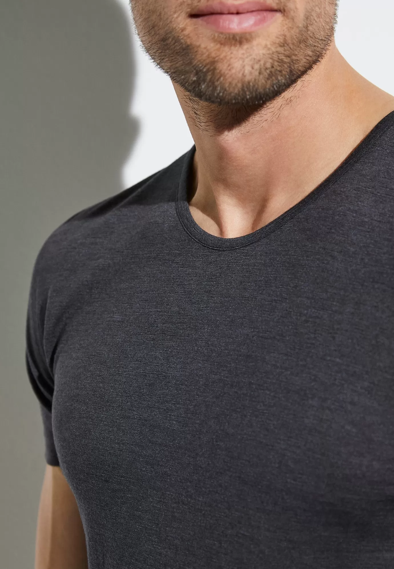 Wool & SilkT-Shirt à manches courtes - charcoal-Zimmerli Discount