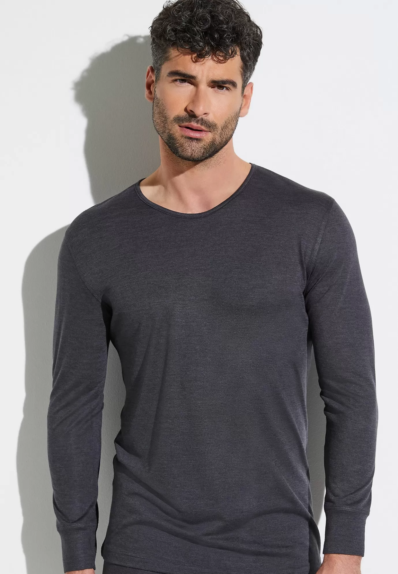 Wool & SilkT-Shirt à manches longues - charcoal-Zimmerli Outlet