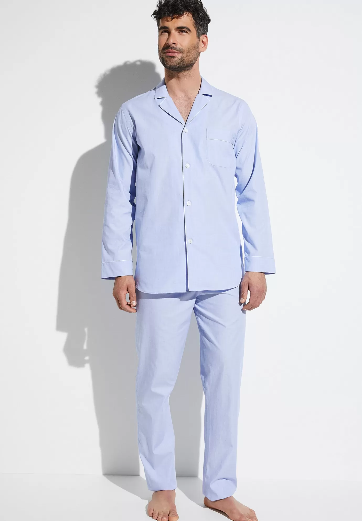 Woven NightwearPyjama longues - light blue-Zimmerli Shop